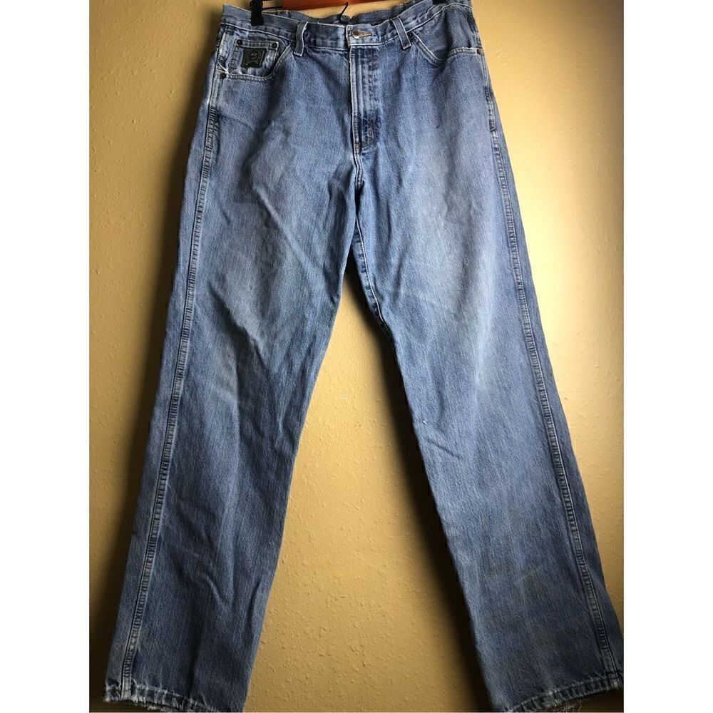 Cinch Up Rocky Mountain Medium Wash Straight Leg Hemmed Jeans Adult Size 35X34